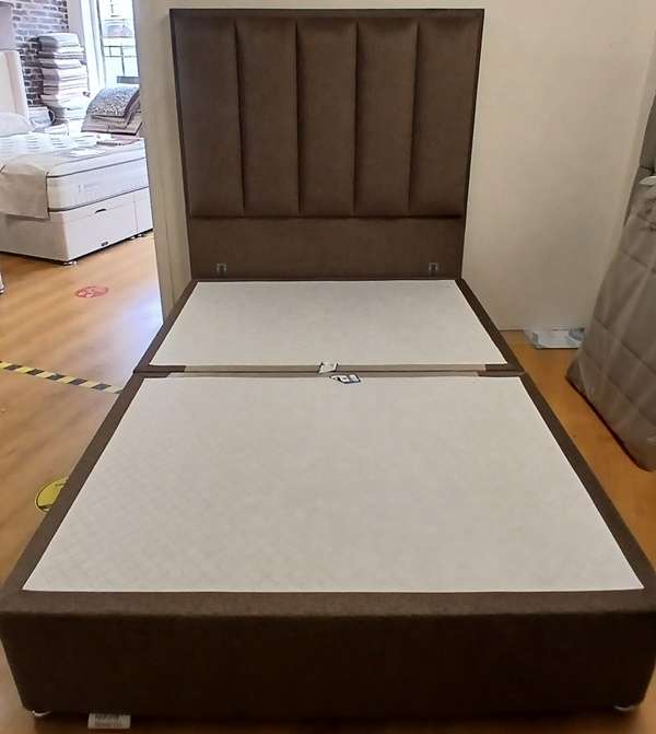 Co- ordinated Deep Base and 5ft Vertical Headboard in teak fabric from Natural Sleep Co