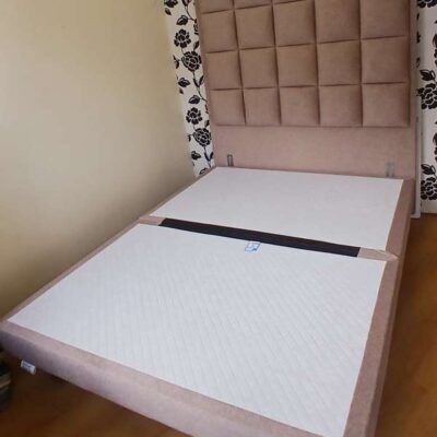 Floating Divan 12" Bed Base from The Natural Sleep Company & matching 6ft high Jade headboard in ELM Fabric.