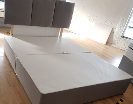 Zanda Linen Graphite Headboard and matching base (no mattress)