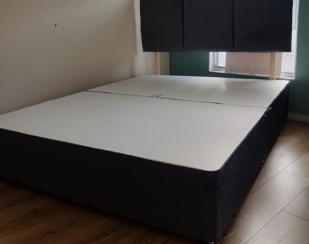 Zanda Plush Charcoal headboard and matching base only (no mattress)