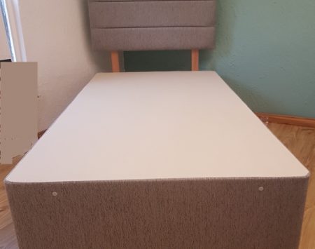 Single Chenille grey base & matching 22 inch headboard