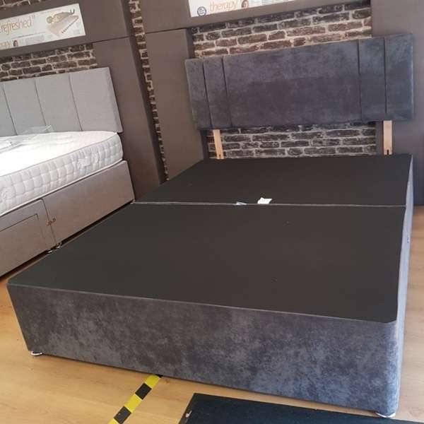 Roxy Headboard Naples slate with matching 2 drawer base (Mattress not included)