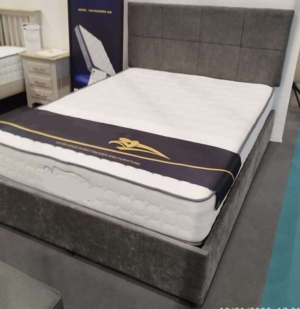 Prime Divan Bed with headboard in Charcoal grey (Mattress not included)