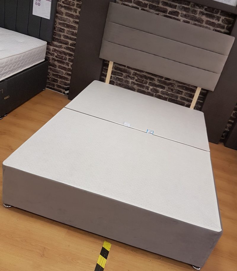 Vencil plush light velvet grey headboard plus matching base(Mattress not included)