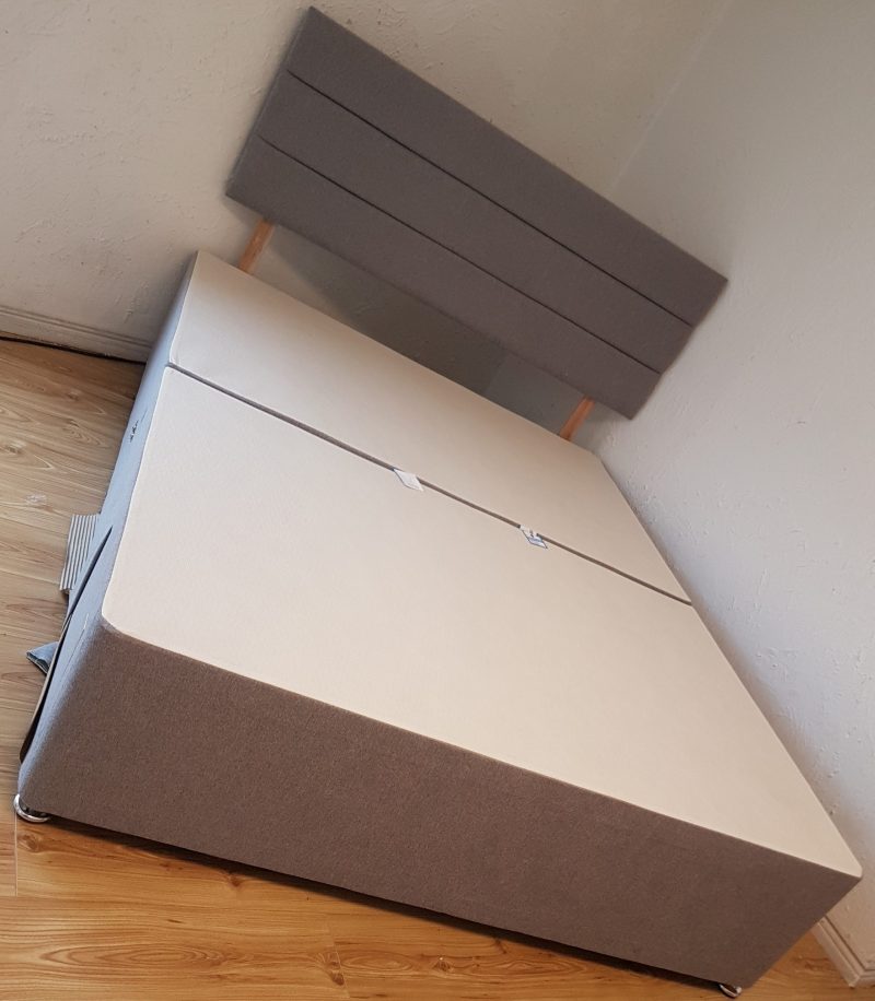 Wool clay Victoria headboard and matching 2 drawer base (Mattress not included)