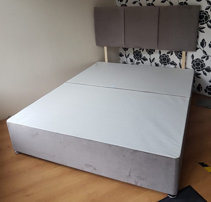 Plush Zanda light velvet headboard and matching 2 drawer base