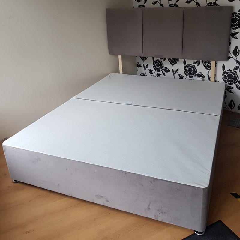 Plush Zanda light velvet headboard and matching 2 drawer base
