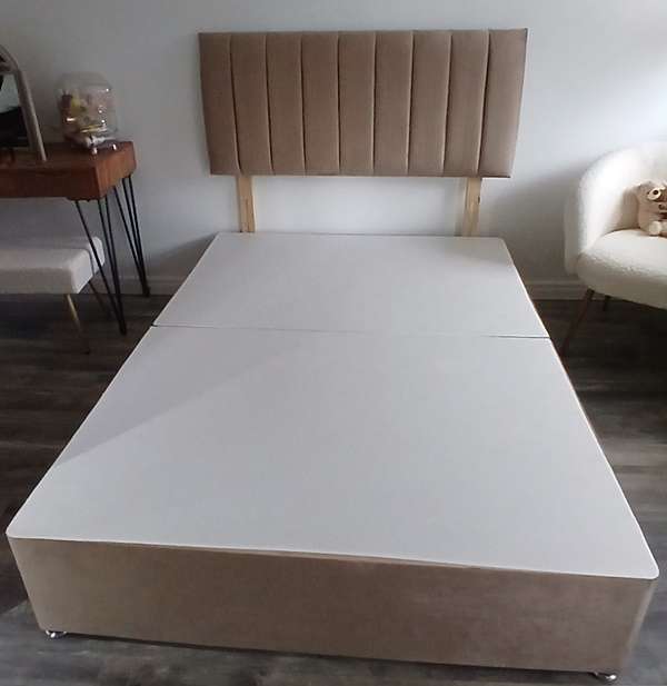 24 inch headboard & base in coffee plush (mattress not included)